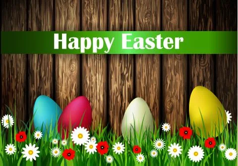 Easter Card with Wood texture Stock Illustration