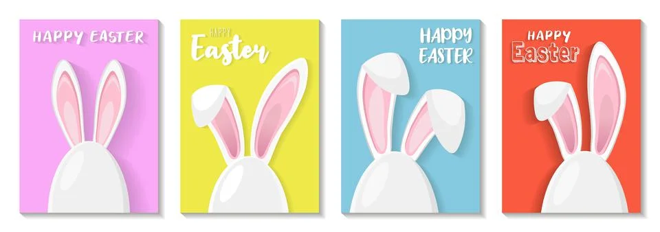 Easter cards. Easter egg shape with bunny ears silhouette Illustrazione stock