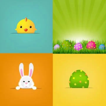 Easter Cards Set Stock Illustration