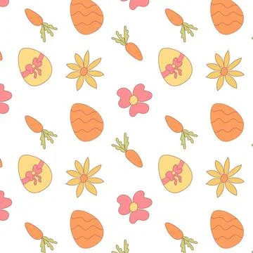 Easter carrot flower eggs pattern Vector design Stock Illustration