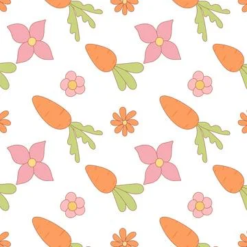 Easter carrot flower hunting pattern Vector design Stock Illustration