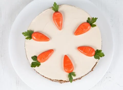 Easter carrot sponge cake with cinnamon and walnut Stock Photos