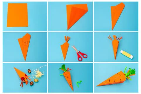 Easter carrot treat box, tutorial, instruction 스톡 사진