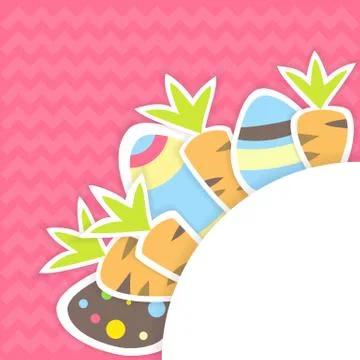 Easter carrots and eggs pattern on a pink Stockillustratie