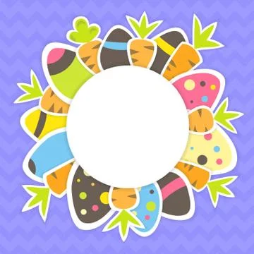 Easter carrots and eggs pattern on a purple Stock Illustration
