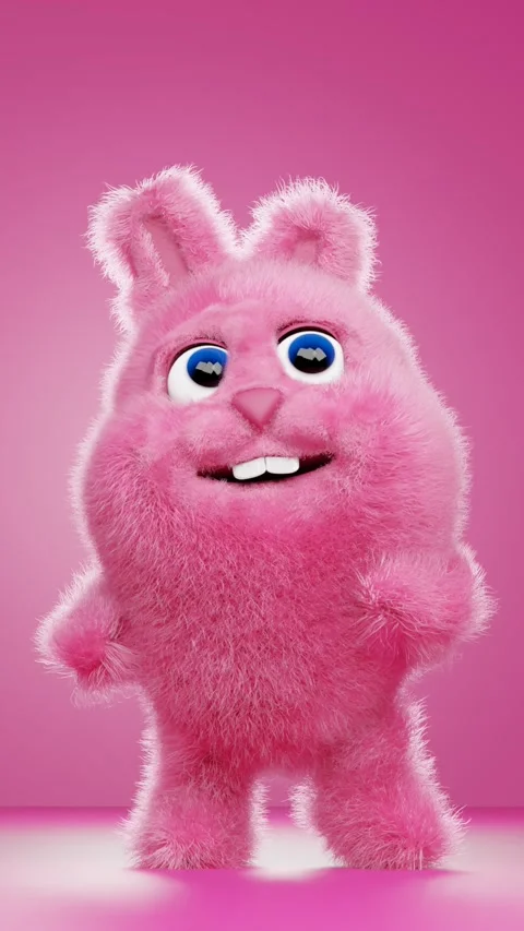 Easter cartoon rabbit dancing on pink background. Easter concept Stock Footage 267621801