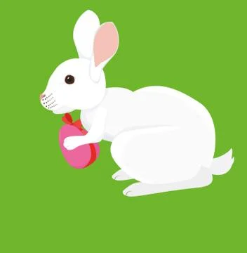 Easter cartoon rabbit with painted  egg Illustrazione stock
