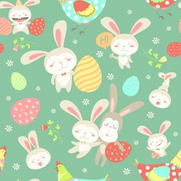 Easter cartoon seamless pattern 스톡 일러스트