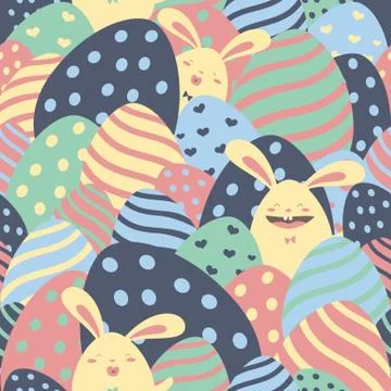 Easter cartoon seamless pattern Illustrazione stock