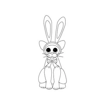 Easter cat outline Stock Illustration