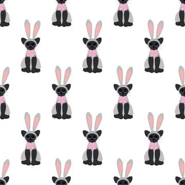 Easter cat seamless pattern Stock Illustration