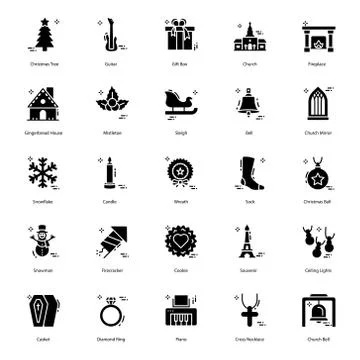Easter Celebration Glyph Vectors Pack Stock Illustration