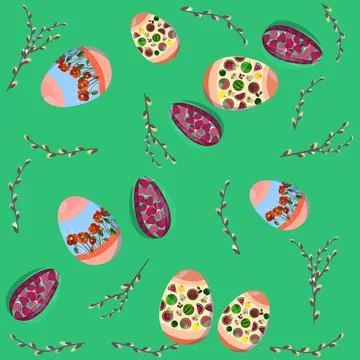 Easter celebration pattern with a set of decorated eggs Illustrazione stock