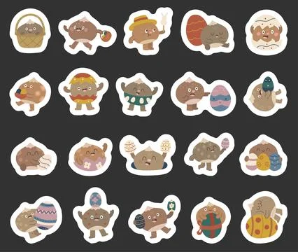 Easter chestnut character set Stock Illustration