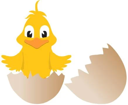 Easter chick and broken egg Illustrazione stock
