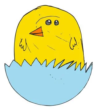 Easter Chick Bird Cartoon Character Kids Drawing Illustrazione stock
