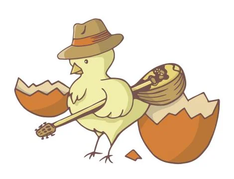 Easter chick with bouzouki Stock Illustration