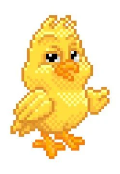 Easter Chick Chicken Pixel Art Video Game Cartoon Illustrazione stock