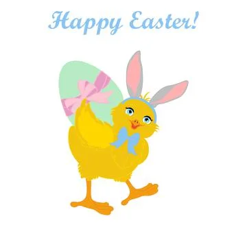 Easter chick with egg cute animal vector illustration Illustrazione stock