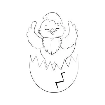 Easter chick in egg vector illustration outline 스톡 일러스트