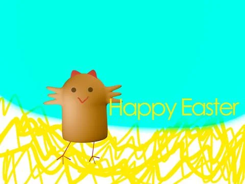 Easter chick egg on yellow and blue background Stock Illustration
