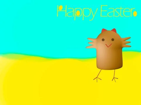 Easter chick egg on yellow and blue background Stock Illustration