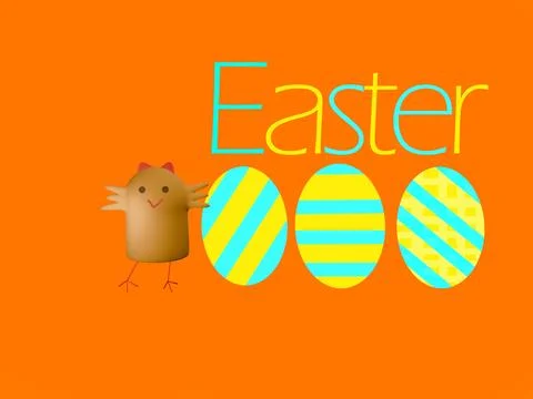 Easter chick eggs on orange background Stock Illustration