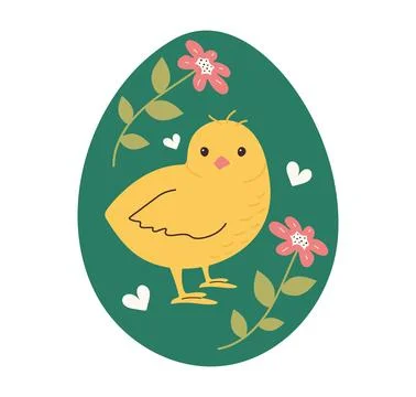 Easter chick hand drawn in Egg silhouette. Decorative element for cards and.. Stock Illustration