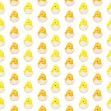 Easter chick hatching pattern isolated Stock Illustration