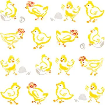 Easter chick hatching pattern isolated 스톡 일러스트