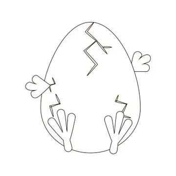 Easter chicken egg outline 스톡 일러스트