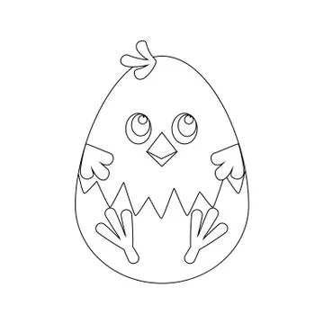 Easter chicken egg outline Illustrazione stock