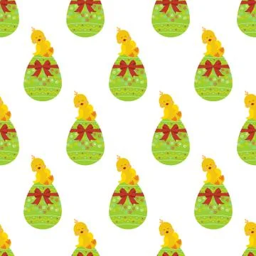 Easter chicken on egg seamless pattern Illustrazione stock
