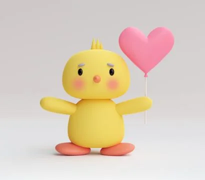 Easter chicken with heart Illustrazione stock