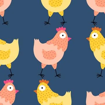 Easter chicken seamless birds pattern for wrapping paper and fabrics イラスト素材