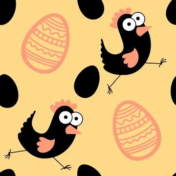 Easter chicken seamless birds pattern for wrapping paper and fabrics Stock Illustration