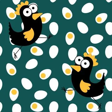 Easter chicken seamless birds pattern for wrapping paper and fabrics Stock Illustration