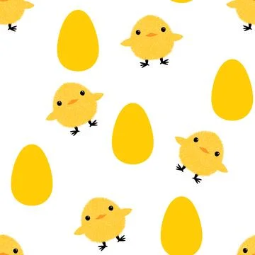 Easter chicken seamless birds pattern for wrapping paper and fabrics Stock Illustration