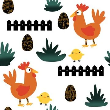 Easter chicken seamless birds pattern for wrapping paper and fabrics イラスト素材