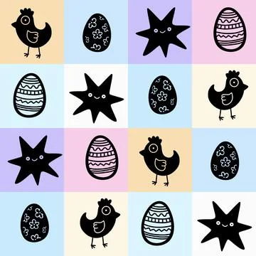 Easter chicken seamless birds pattern for wrapping paper and fabrics イラスト素材