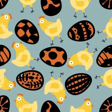 Easter chicken seamless birds pattern for wrapping paper and fabrics イラスト素材