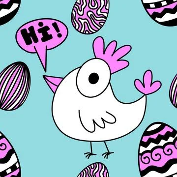 Easter chicken seamless birds pattern for wrapping paper and fabrics イラスト素材