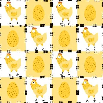 Easter chicken seamless birds pattern for wrapping paper and fabrics 스톡 일러스트