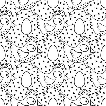 Easter chicken seamless birds pattern for wrapping paper and fabrics イラスト素材