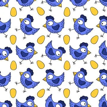 Easter chicken seamless birds pattern for wrapping paper and fabrics イラスト素材