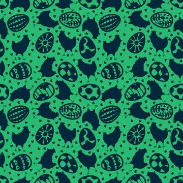 Easter chicken seamless birds pattern for wrapping paper and fabrics Stockillustratie