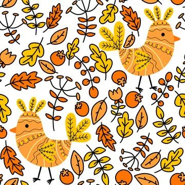 Easter chicken seamless birds pattern for wrapping paper and fabrics Stockillustratie