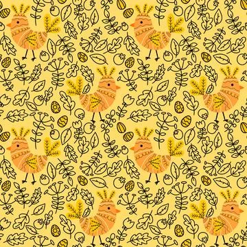 Easter chicken seamless birds pattern for wrapping paper and fabrics Stock Illustration