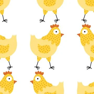 Easter chicken seamless birds pattern for wrapping paper and fabrics Stock Illustration