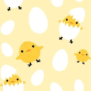 Easter chicken seamless birds pattern for wrapping paper and fabrics 库存插图